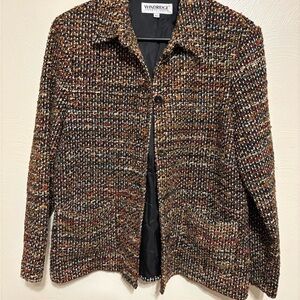 Windridge Cheryl Nash Silk Blend Tweed Jacket Womens L Fall Classic